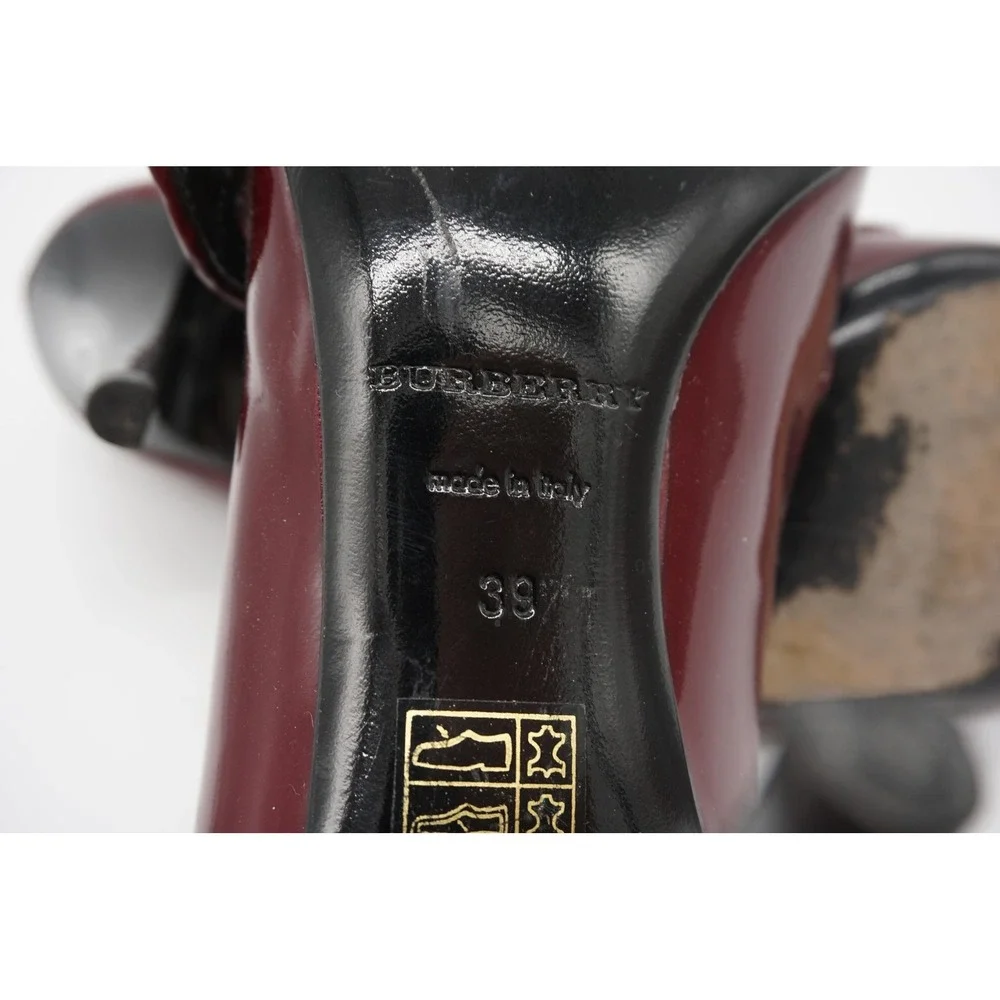 Burberry Shoes Womens Size 9 Red Patent Leather Mary Jane High Heel Pumps Italy - Picture 11 of 12